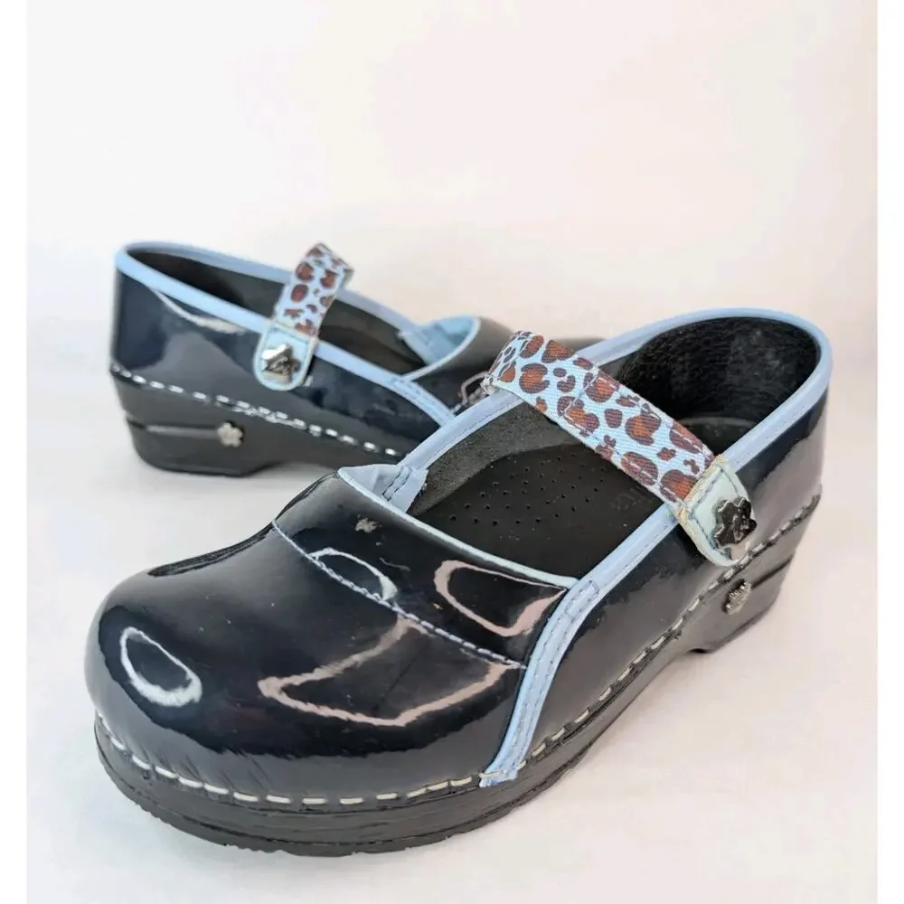 KOI By Sanita Danish Clogs Patent Leather Blue Comfortable Cushiones Shoes 6 US